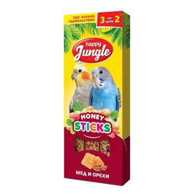 Happy Jungle Sticks for birds, honey&nuts, 3 sticks Healthy And Delicious Supplement