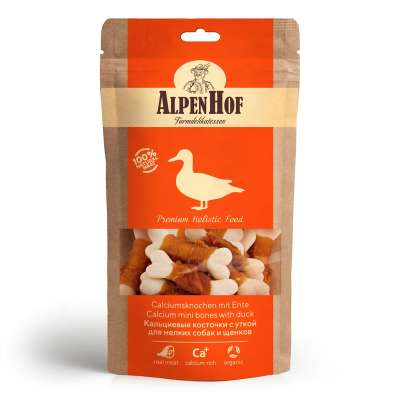 AlpenHof Calcium mini bones with duck for puppies/small dogs 50 g. from high-quality natural ingredients