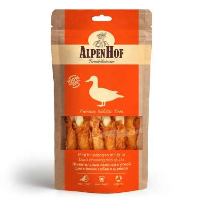 AlpenHof Duck chewing mini sticks for puppies/small dogs 50 g. High Quality Natural Ingredients Treat