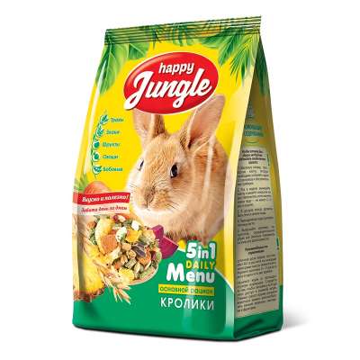 Happy Jungle Pet rabbit food, 400 g. Pet Food Package For Rabbits Balanced Mix