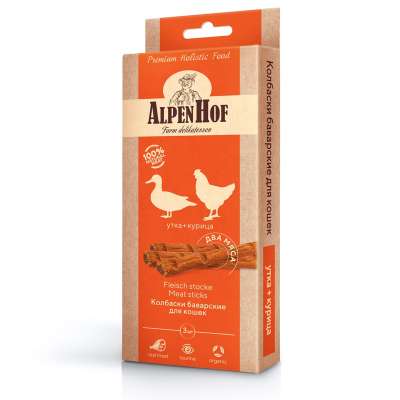 AlpenHof Meat sticks (duck + chicken) for cats 3 pcs. from high-quality natural ingredients